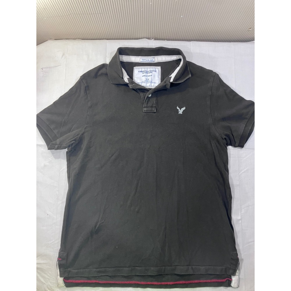 American Eagle Vintage Fit Polo Shirt Mens L Brown Short‎ Sleeve Cotton
